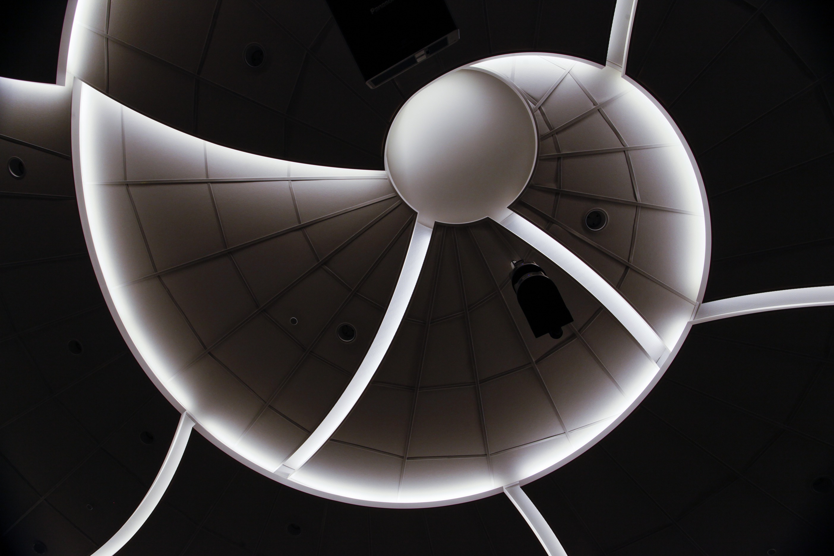 Lights in the ceiling of the auditorium at The Jackson Laboratory for Genomic Medicine in Farmington, Connecticut.