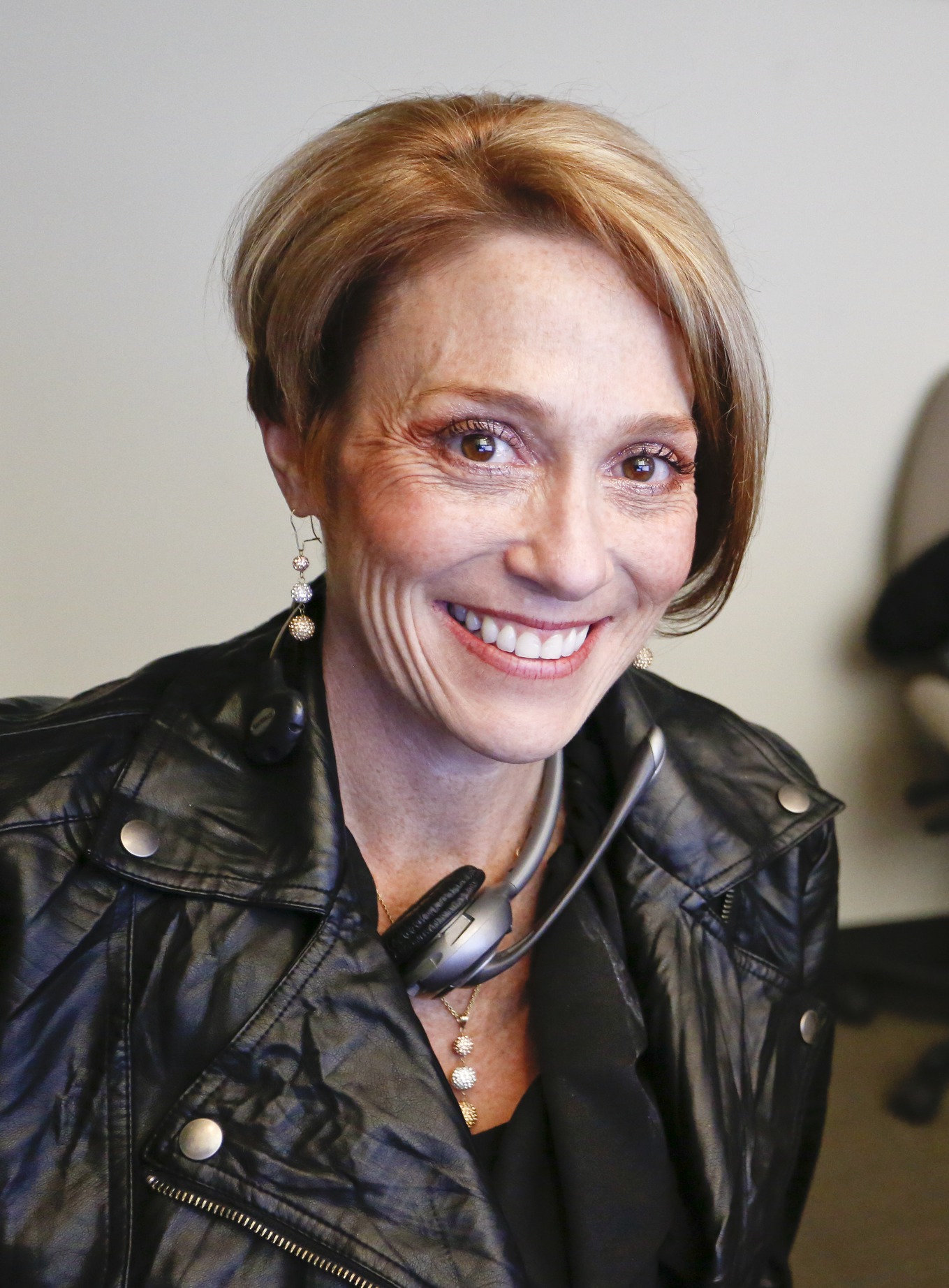 Environmental portrait of a female security guard.
